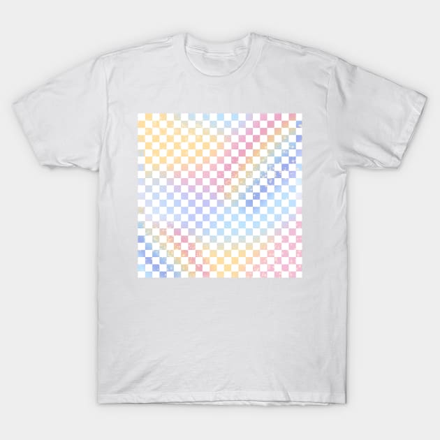 Pastel Rainbow Checkerboard Pattern T-Shirt by KathrinLegg